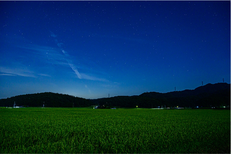 田園風景の星空